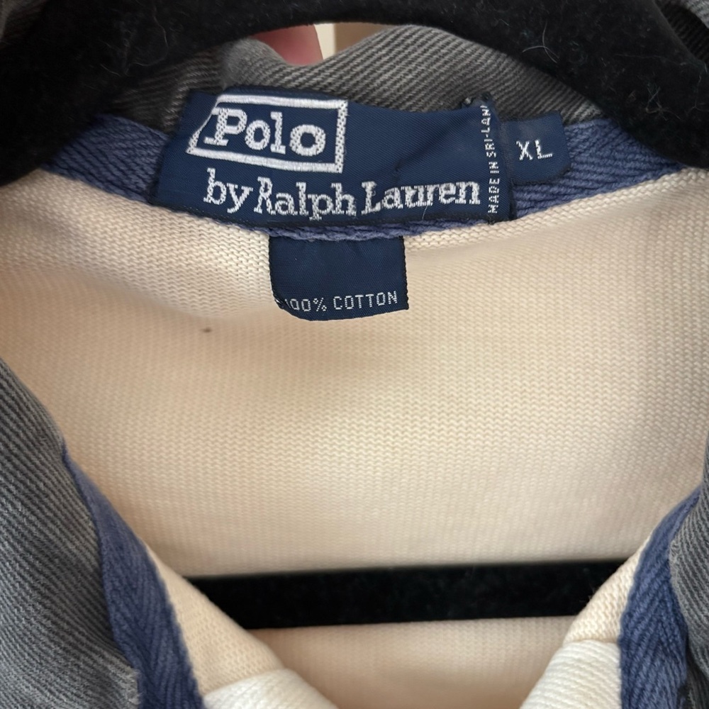 Vintage Polo Ralph Lauren Cream Cotton Rugby Polo Size XL - Picture 9 of 10